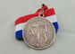 50 mm 3D Engraved Ribbon Medals , Triathlon Souvenir Medal With Neck Ribbon