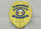 80mm Police Souvenir Badges , Zinc Alloy With Gold Plating Brooch Pin On Back Side