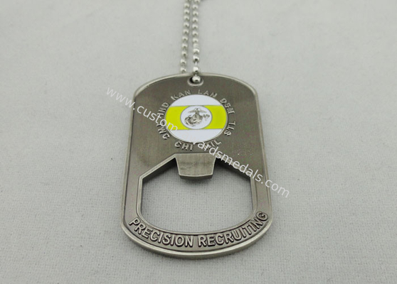 Stamped Bottle Opener Personalised Dog Tags With 800*2.4mm Ball Chain