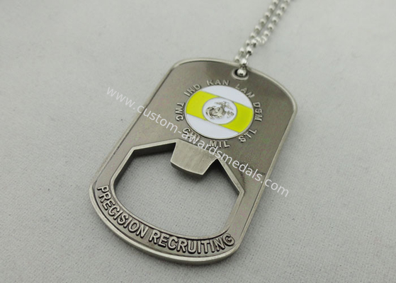 Stamped Bottle Opener Personalised Dog Tags With 800*2.4mm Ball Chain