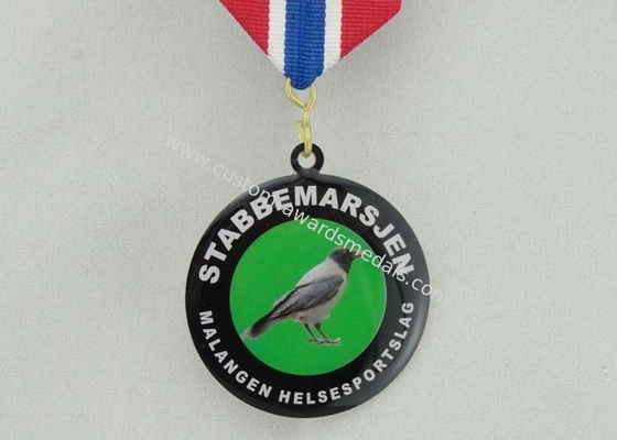 Round Reward Custom Medal Awards With Ribbon , Brass Offset Printing