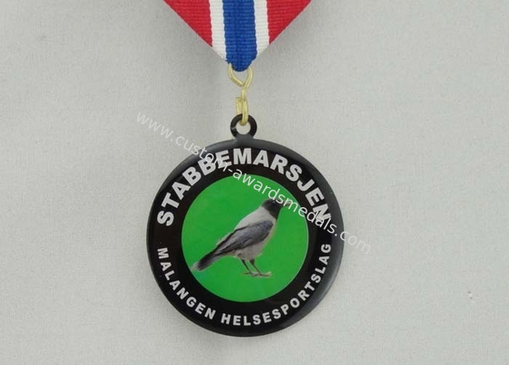 Round Reward Custom Medal Awards With Ribbon , Brass Offset Printing