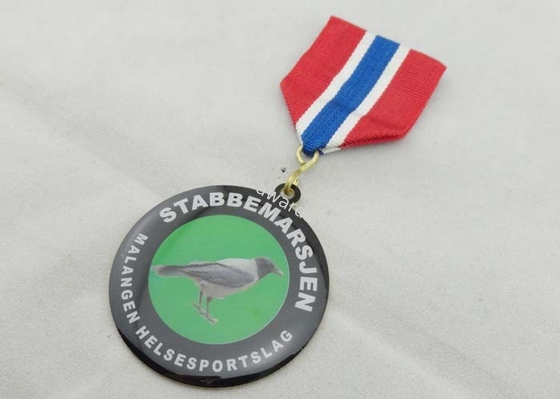 Round Reward Custom Medal Awards With Ribbon , Brass Offset Printing