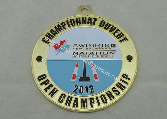 Swimming New Brunswick Enamel Medal , Gold Plating , Erosion On Both Sides