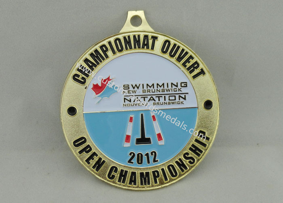 Swimming New Brunswick Enamel Medal , Gold Plating , Erosion On Both Sides