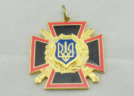 Zinc Alloy Cross Sward Enamel Medal , Imitation Hard Enamel , Gold Plating