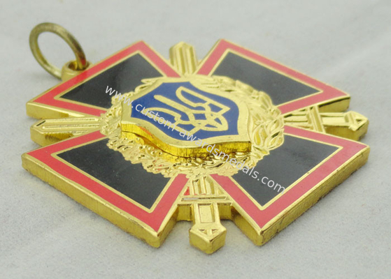 Zinc Alloy Cross Sward Enamel Medal , Imitation Hard Enamel , Gold Plating