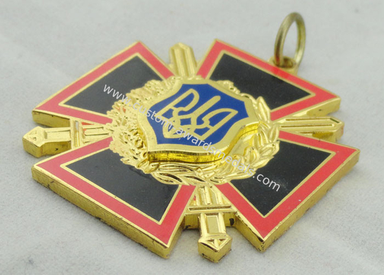 Zinc Alloy Cross Sward Enamel Medal , Imitation Hard Enamel , Gold Plating