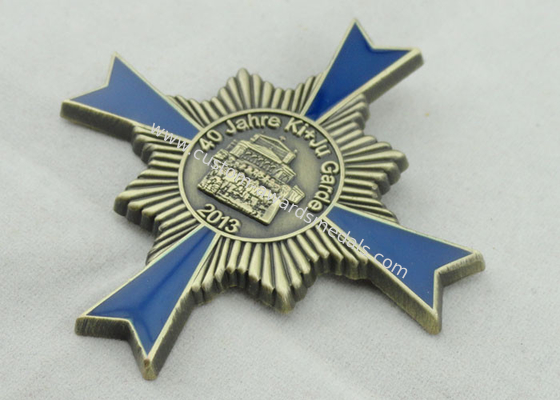 40 Jahre Garde Enamel Medal , Antique Brass Plating For Decorative