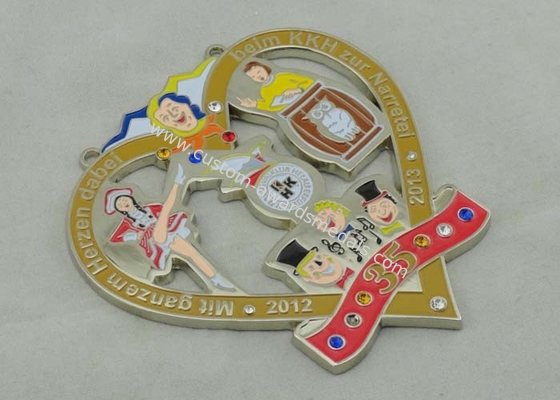 3.5mm Swaroviski Stone Cartoon Carnival Medal / Custom Zinc Alloy Medal