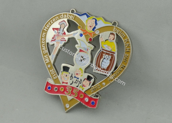 3.5mm Swaroviski Stone Cartoon Carnival Medal / Custom Zinc Alloy Medal