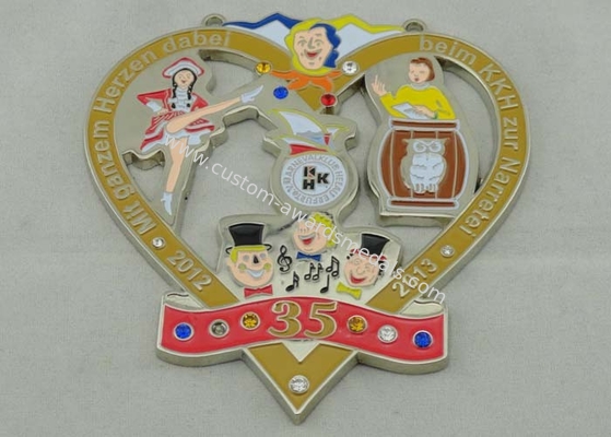 3.5mm Swaroviski Stone Cartoon Carnival Medal / Custom Zinc Alloy Medal