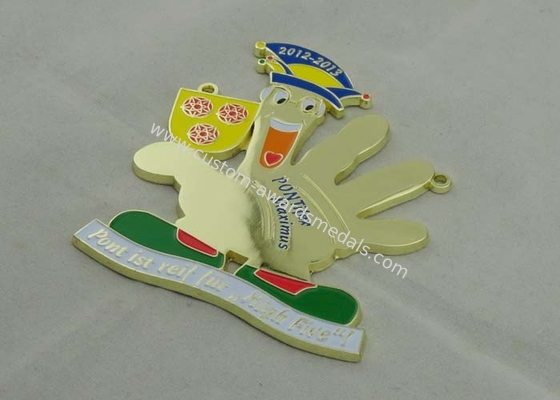 90 mm Pontifex Zinc Alloy Carnival Medal By Soft Enamel , Gold Plating