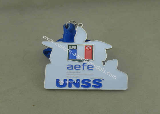 Souvenir Customized Silver Sport Medal With Soft Enamel , Die Casting  Awards Medal For Running