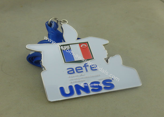 Souvenir Customized Silver Sport Medal With Soft Enamel , Die Casting  Awards Medal For Running