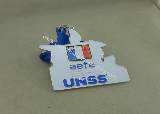 Souvenir Customized Silver Sport Medal With Soft Enamel , Die Casting  Awards Medal For Running