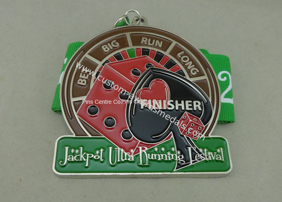 Die Stamped Soft Enamel Medals Customized Ribbon For Sporting Running Awards