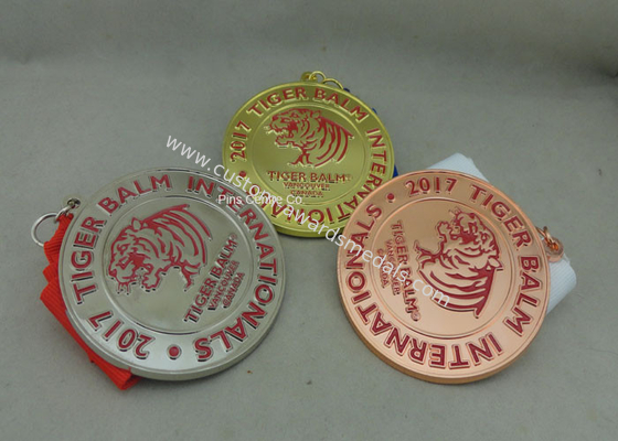 Die Stamped Martial Arts Ribbon Souvenir Medal Brass Material Enamel For Awards