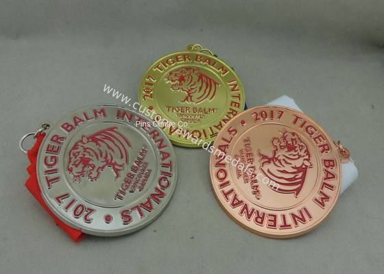 Die Stamped Martial Arts Ribbon Souvenir Medal Brass Material Enamel For Awards