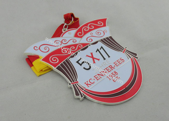 Two Color Printing Ribbon Medals Die Casting , Nickel Plating