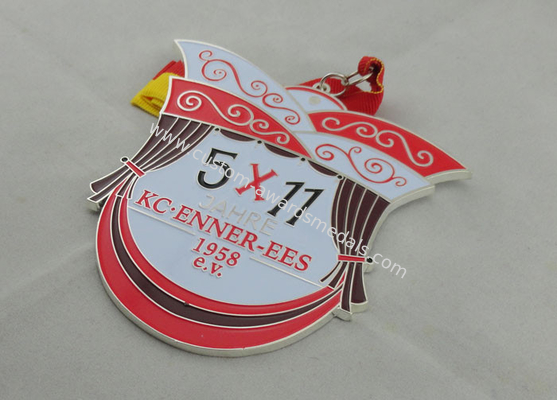 Two Color Printing Ribbon Medals Die Casting , Nickel Plating