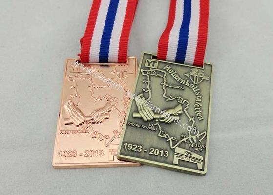 Zinc Alloy Ribbon Medals 3d , Antique Brass Plating For Memorial