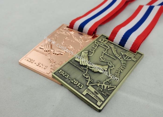 Zinc Alloy Ribbon Medals 3d , Antique Brass Plating For Memorial