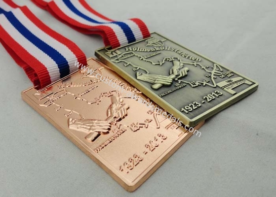 Zinc Alloy Ribbon Medals 3d , Antique Brass Plating For Memorial