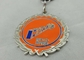Iron Ribbon Medals Die Stamp , Nickel Plating With Blue And Orange Ribbon