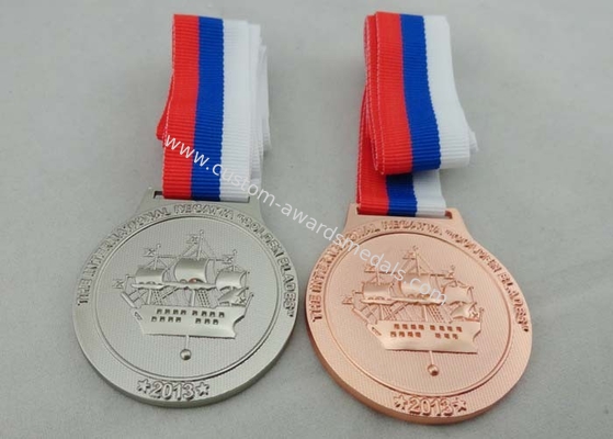 3 Colors Ribbon Medals Pewter Nickel Plated With Soft Enamel