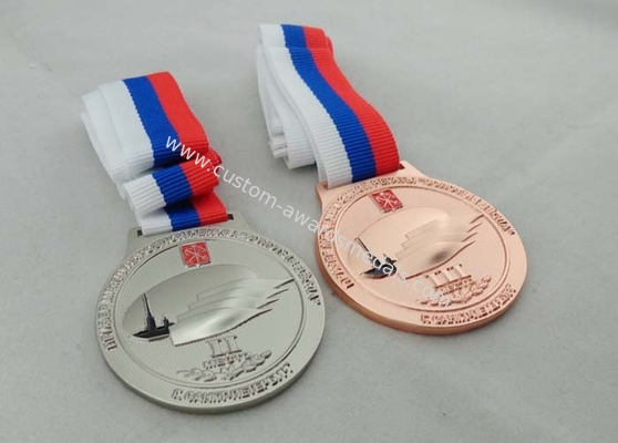 3 Colors Ribbon Medals Pewter Nickel Plated With Soft Enamel