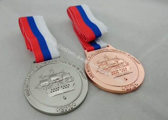 3 Colors Ribbon Medals Pewter Nickel Plated With Soft Enamel