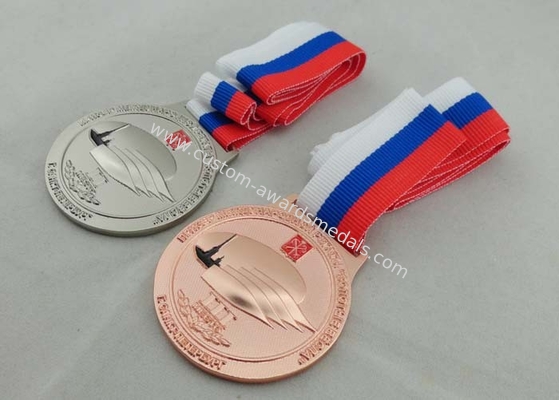 3 Colors Ribbon Medals Pewter Nickel Plated With Soft Enamel