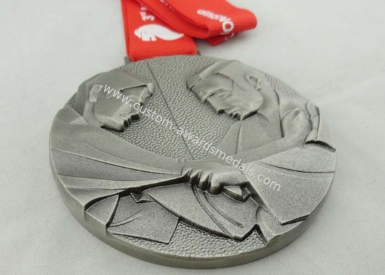 Silver Plated Ribbon Medals Die Casting Without Enamel For Award