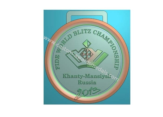 Khanty Mansiysk Ribbon Medals 3d Copper Plated , Heat Transfer Print Ribbon