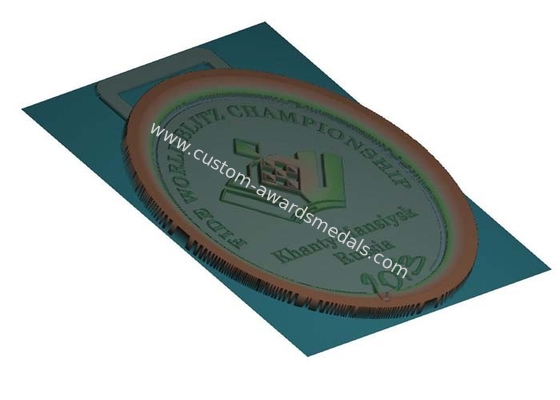 Khanty Mansiysk Ribbon Medals 3d Copper Plated , Heat Transfer Print Ribbon