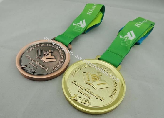 Khanty Mansiysk Ribbon Medals 3d Copper Plated , Heat Transfer Print Ribbon