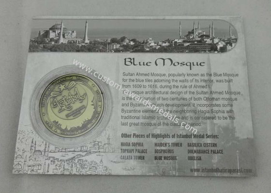 Blue Mosque Personalized Coins 40mm For Outstanding People