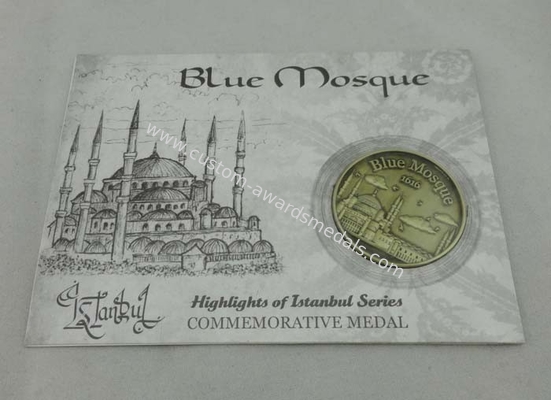 Blue Mosque Personalized Coins 40mm For Outstanding People