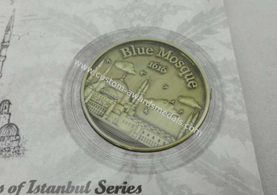 Blue Mosque Personalized Coins 40mm For Outstanding People