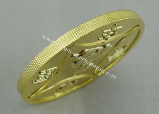 Snake Year Personalized Coins 3d Gold Plating , Gear Edge