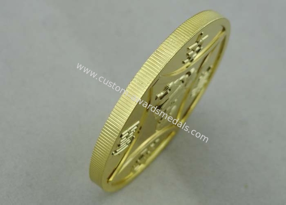 Snake Year Personalized Coins 3d Gold Plating , Gear Edge