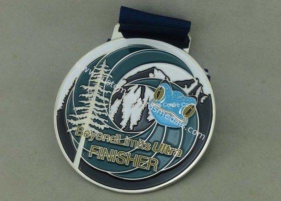 Customized Big Round Antique Enamel Medals , Brass Die Struck Running Sports Medal