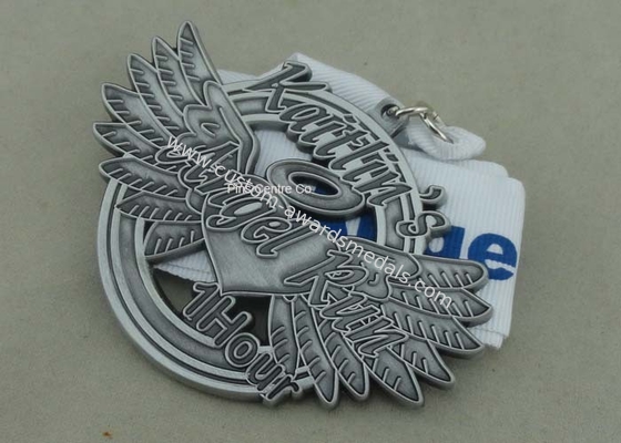 Soft Enamel Die Casting Medals For Running , Brass Awards Medal With Sublimation Ribbon