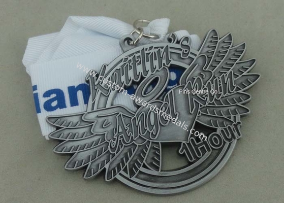 Soft Enamel Die Casting Medals For Running , Brass Awards Medal With Sublimation Ribbon