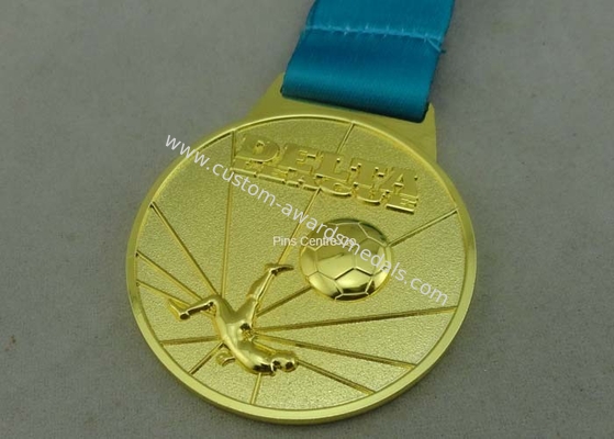 Customized Ribbon Football Awards Medals Full Relief Zinc Alloy