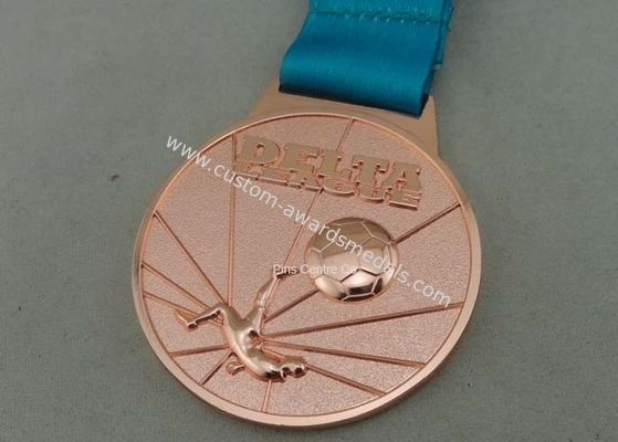 Customized Ribbon Football Awards Medals Full Relief Zinc Alloy