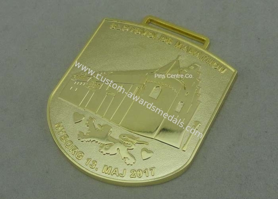 Antique Gold Die Cast Medals Souvenir Awards , Carnival Ribbon Enamel Medals