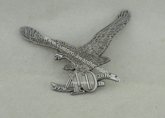 Customized Zinc Alloy 3D Military Emblem , Antique silver Police Pin Badge