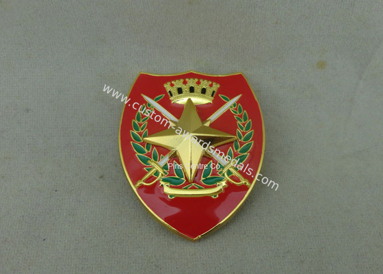 Printing Military Metal Souvenir Badges With Adhesive Sticker , Brass Car Emblem